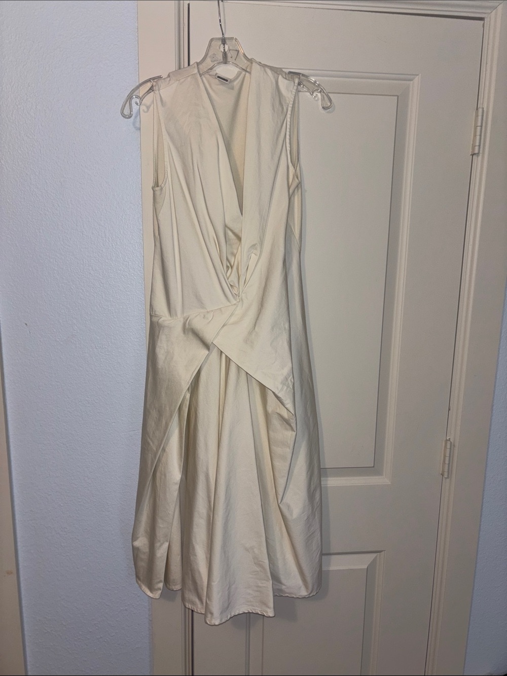European Culture Cream pleated Pleat Detail Midi Dress M Italy